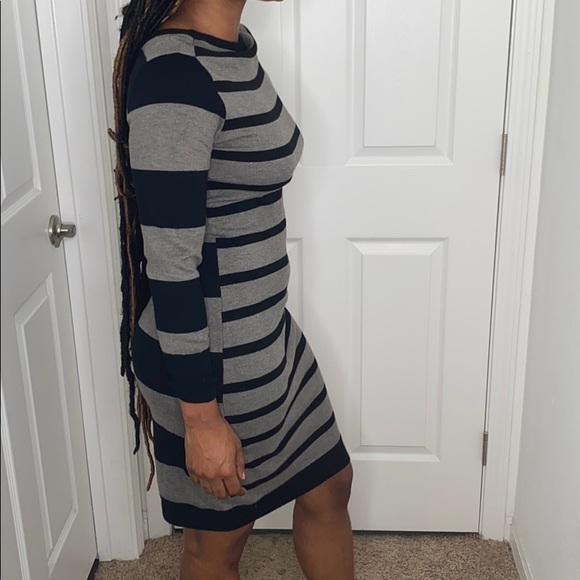 STRIPPED BODYCON SWEATER DRESS - Picture 2 of 4
